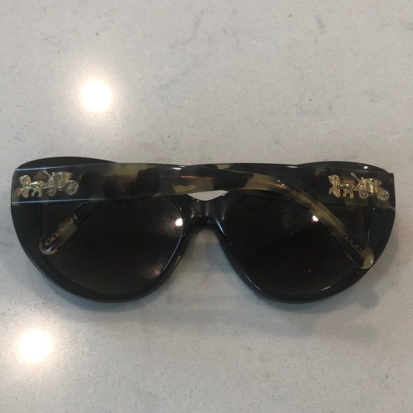 Coach Black and Gold Women's Sunglasses with Tortoise Accents - Picture 1 of 10